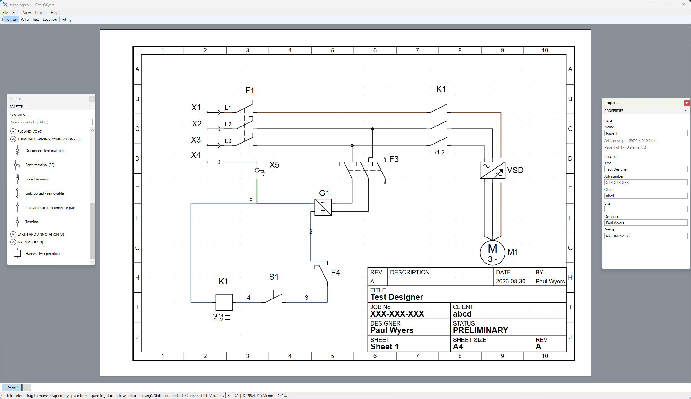 CrossWyers electrical schematic CAD application